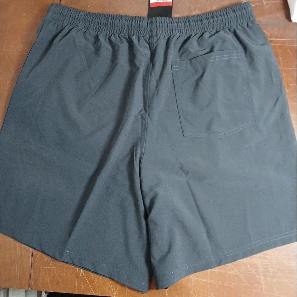 Jump Start Men's Performance Training Shorts Zipper Pockets L Dk Gray NWT